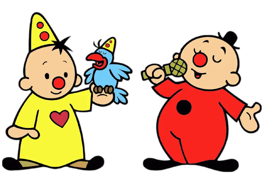 Cute Cartoon Clowns with Bird and Microphone