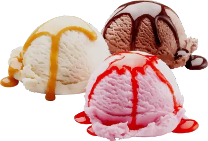 Ice Cream Scoops with Assorted Syrups
