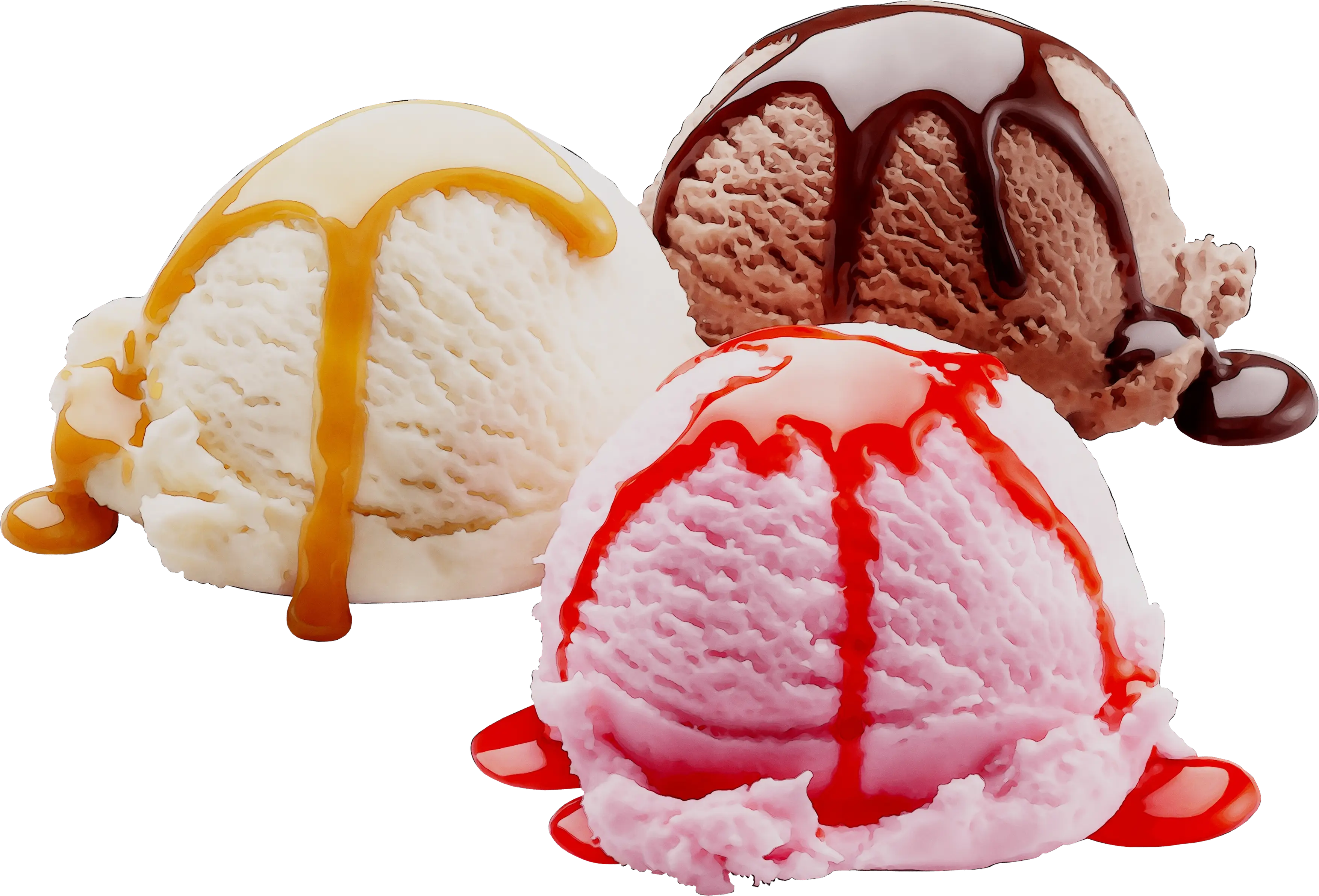 Ice Cream Scoops with Assorted Syrups