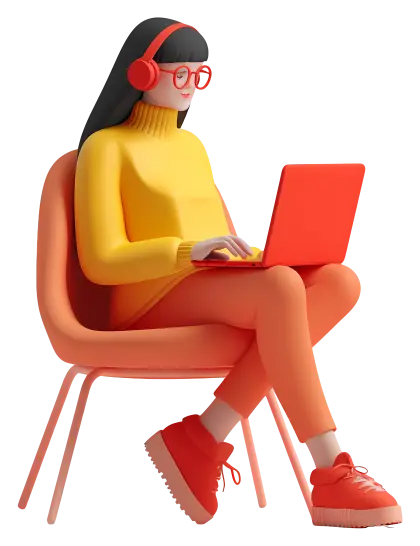 Woman with Laptop and Headphones