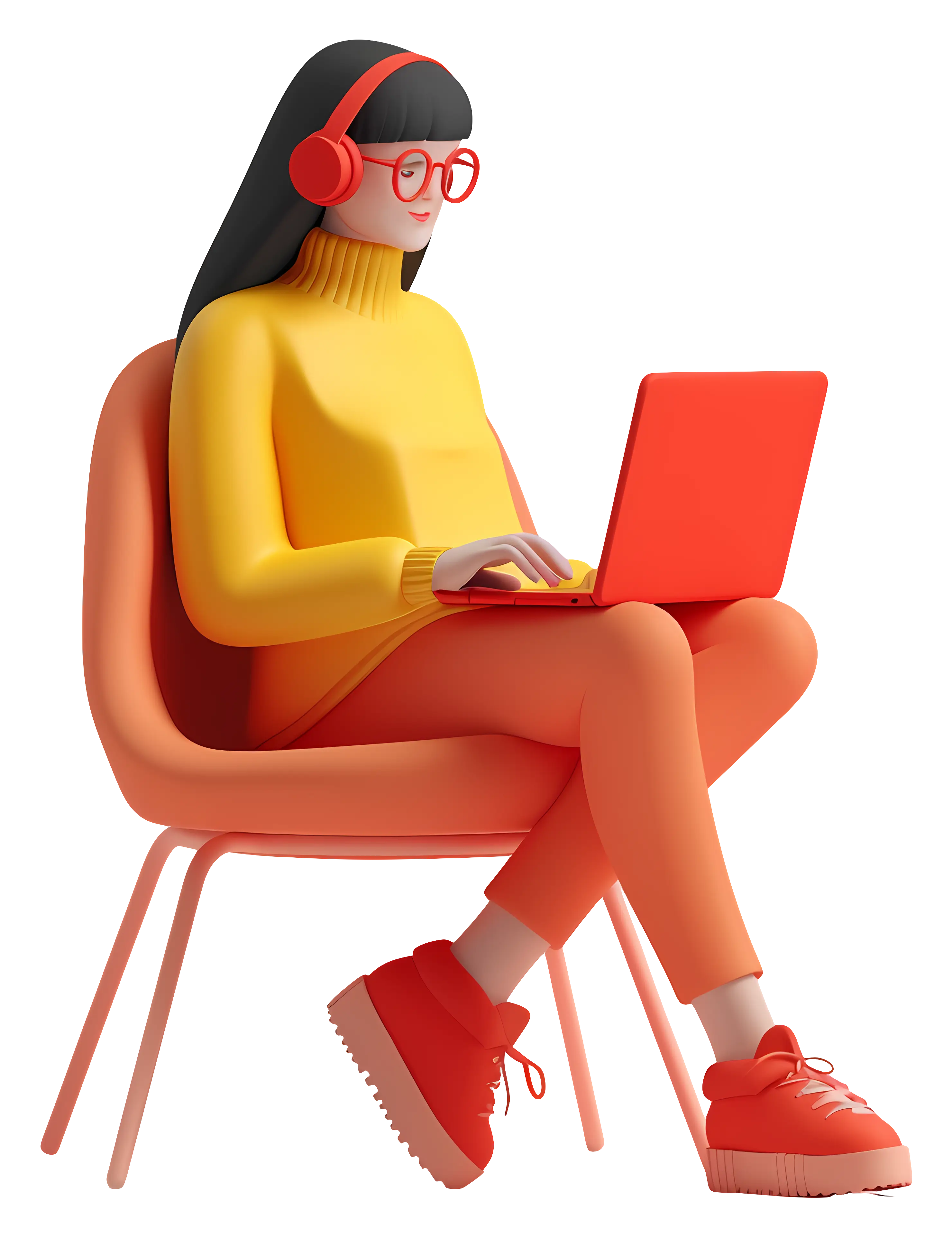 Woman with Laptop and Headphones