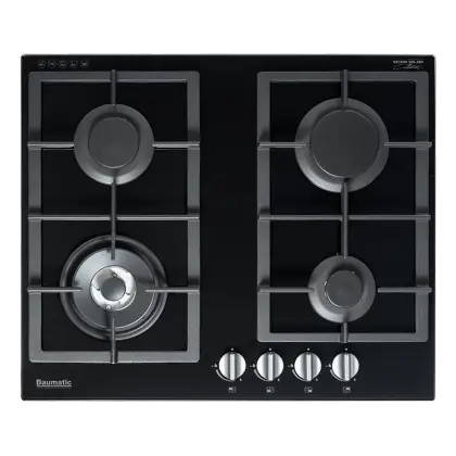 Black Gas Stove with Four Burners