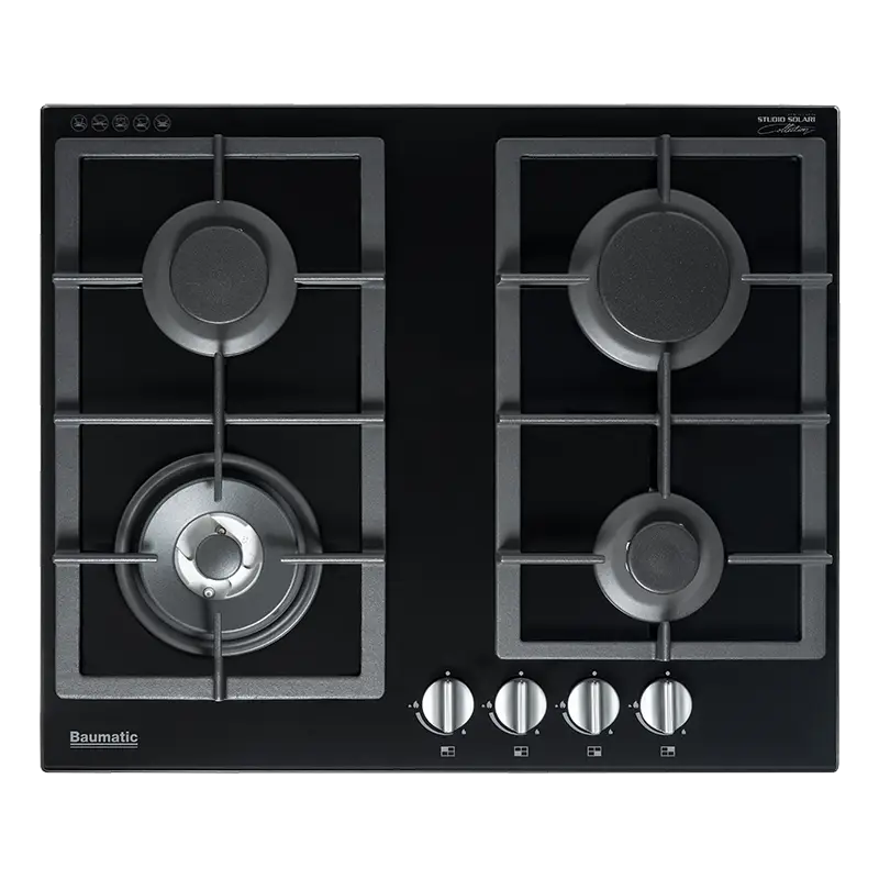 Black Gas Stove with Four Burners