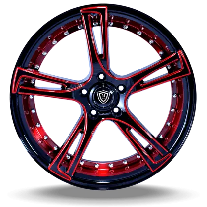 Sporty Car Wheel with Red Accents