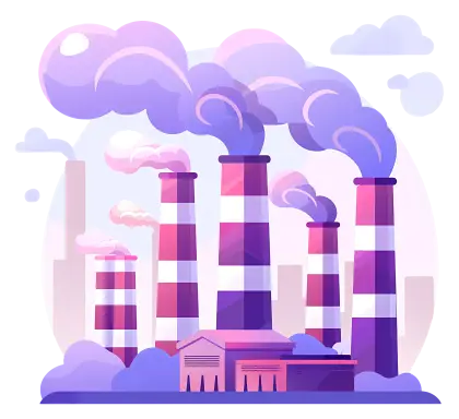 Industrial Factory with Smoky Chimneys