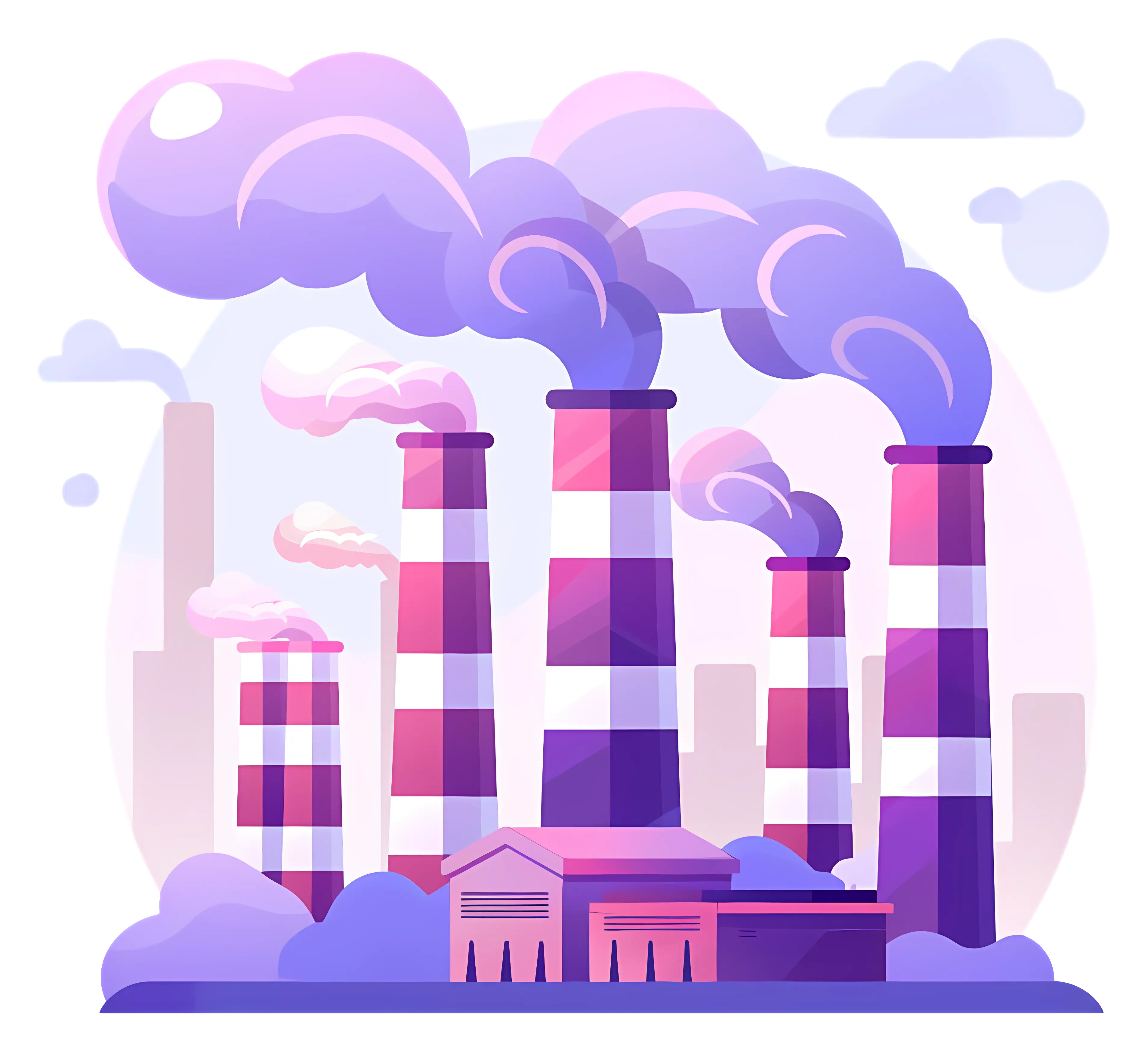 Industrial Factory with Smoky Chimneys