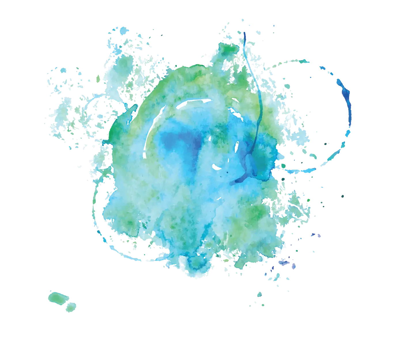 Blue-Green Artistic Watercolor Splash