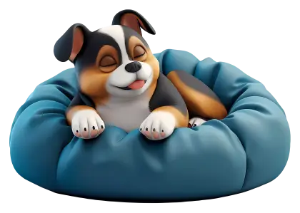 Cute Dog Sleeping in a Bed