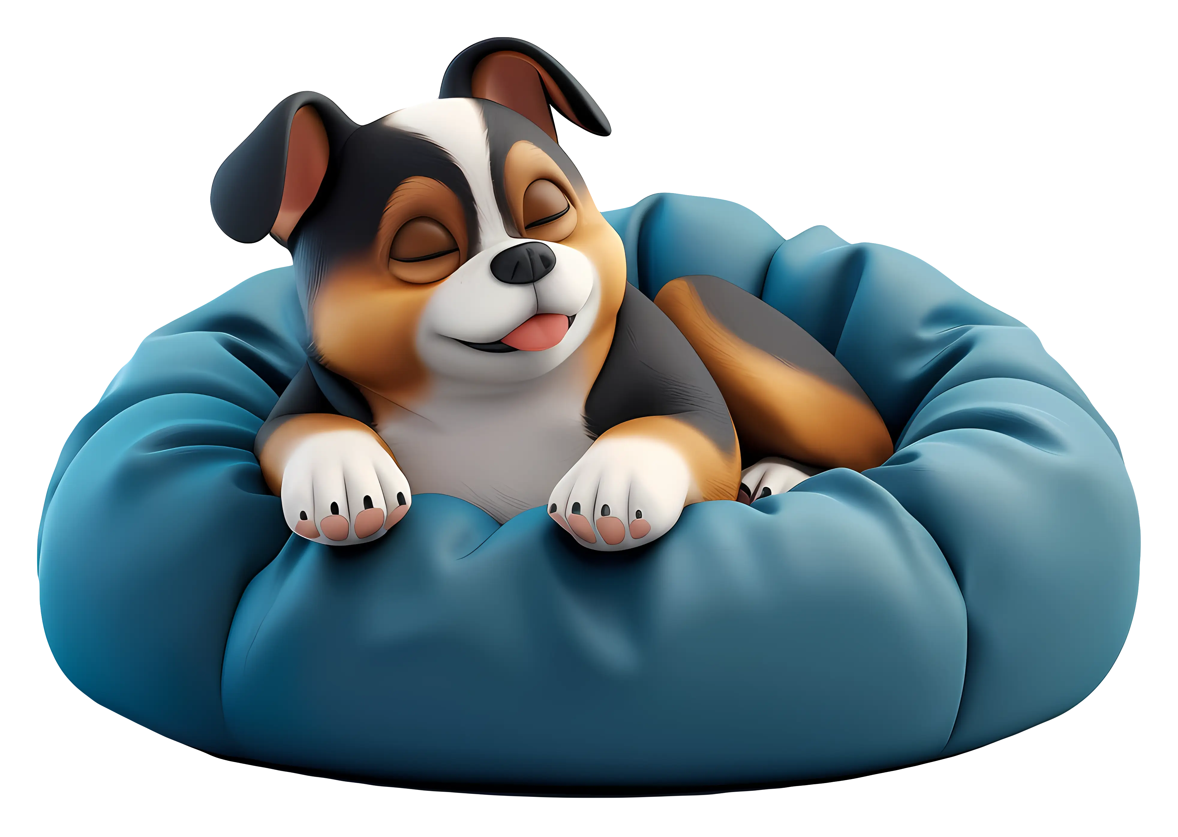 Cute Dog Sleeping in a Bed