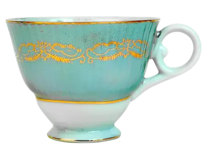 Vintage Blue Teacup with Gold Trim