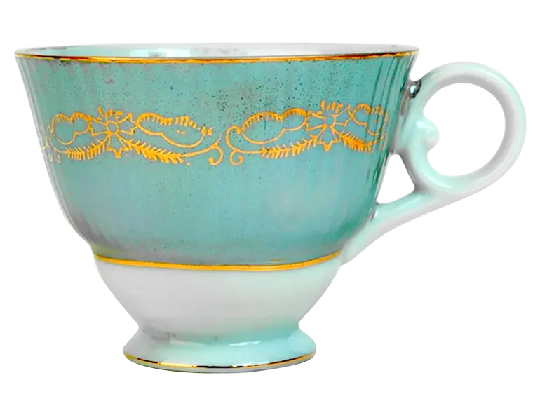 Vintage Blue Teacup with Gold Trim