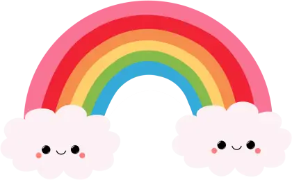 Rainbow with Smiling Clouds Cartoon