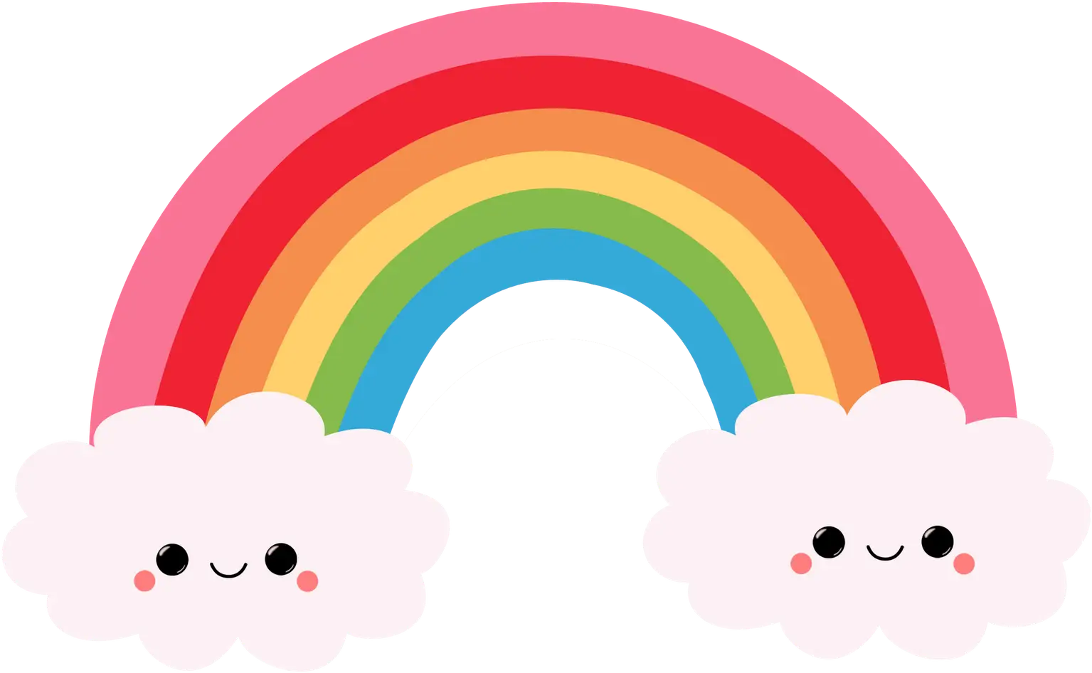 Rainbow with Smiling Clouds Cartoon