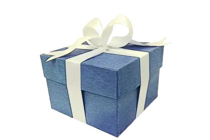 Blue Gift Box with White Ribbon