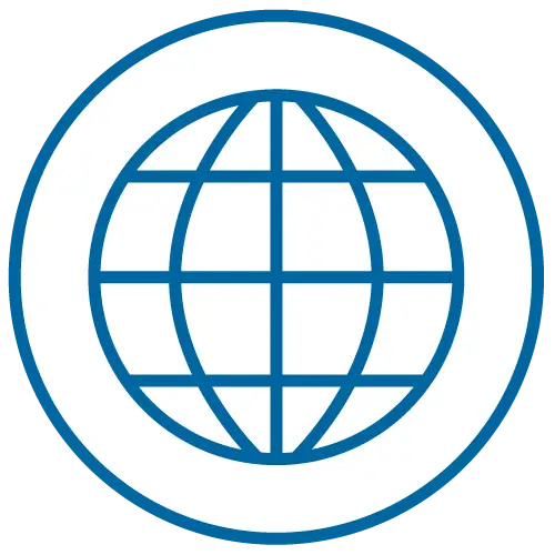 Blue Globe Icon for Global Connectivity