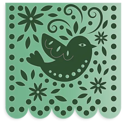 Green Bird Illustration with Floral Patterns