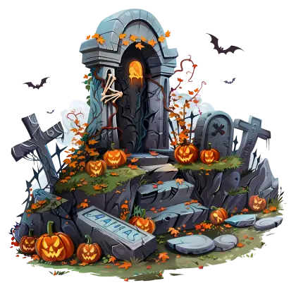 Spooky Graveyard Illustration for Halloween