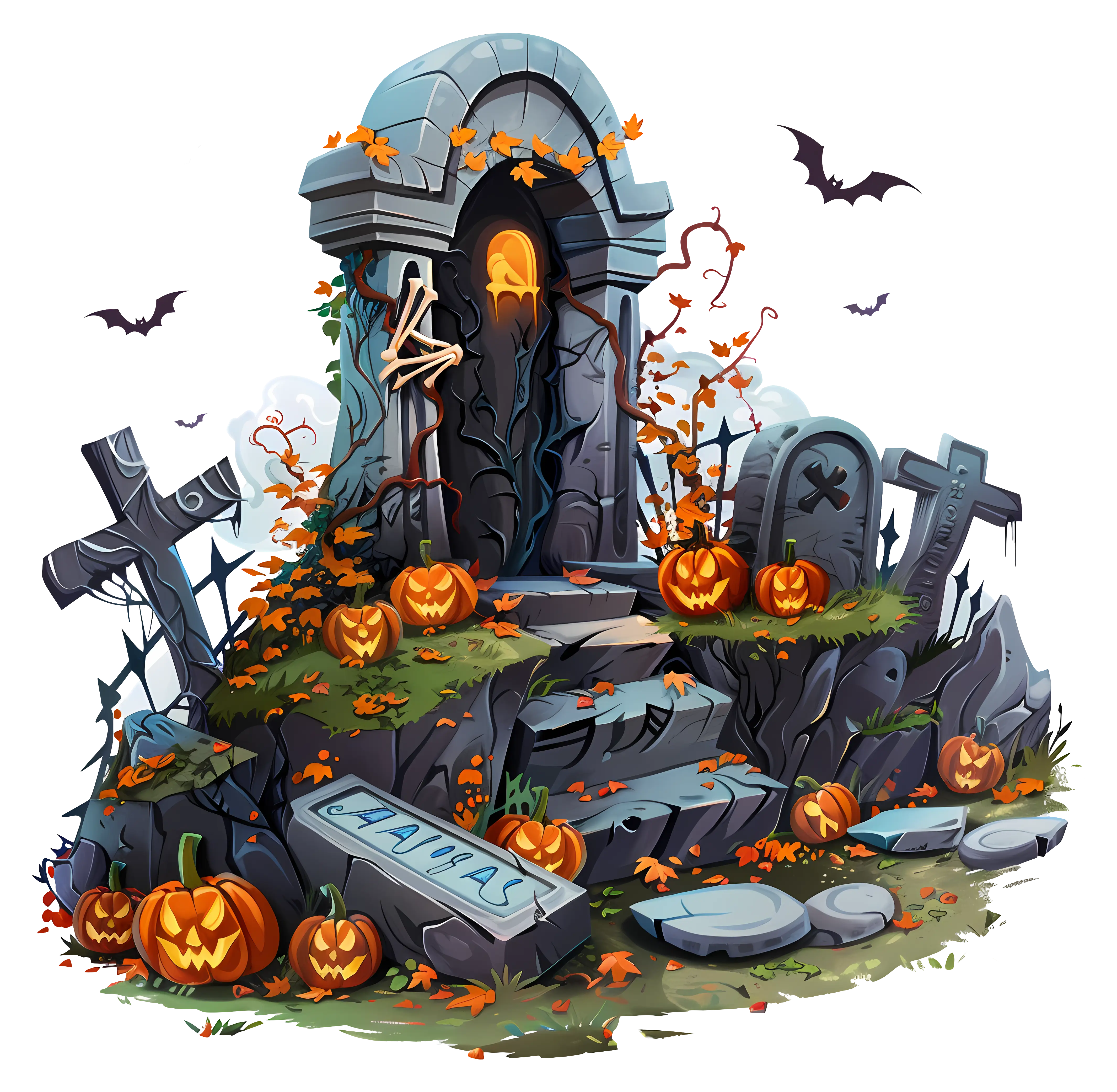 Spooky Graveyard Illustration for Halloween