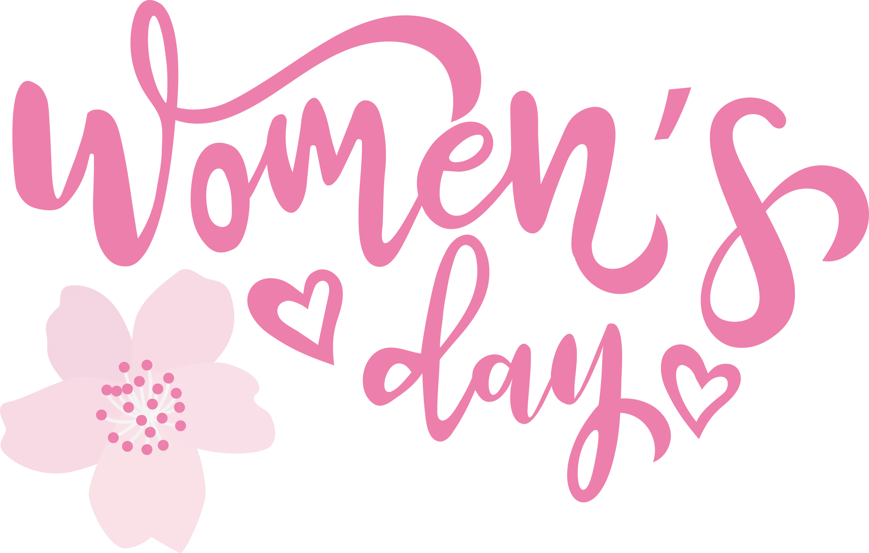 Women's Day Greeting Card with Pink Flowers