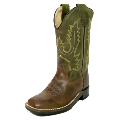 Classic Brown and Green Cowboy Boot