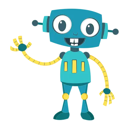 Teal Cartoon Robot with Smiling Expression