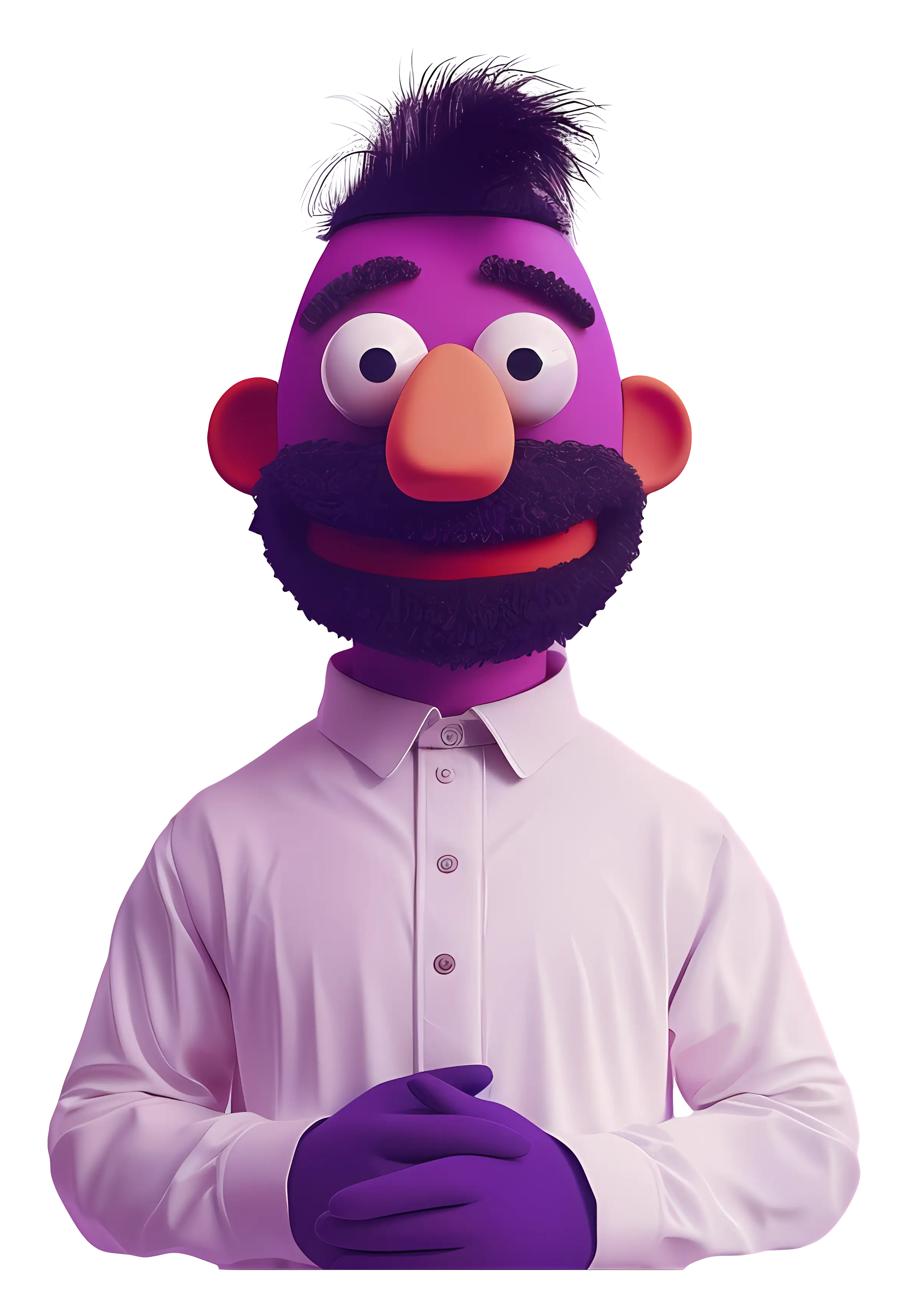 Friendly Cartoon Character with Purple Skin and Beard