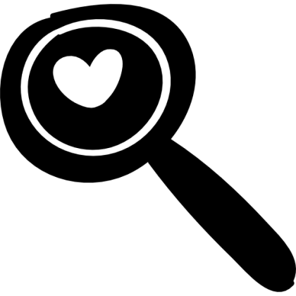 Black Magnifying Glass with Heart Icon