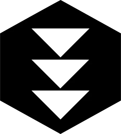 Minimalistic Downward Arrow Hexagon Icon