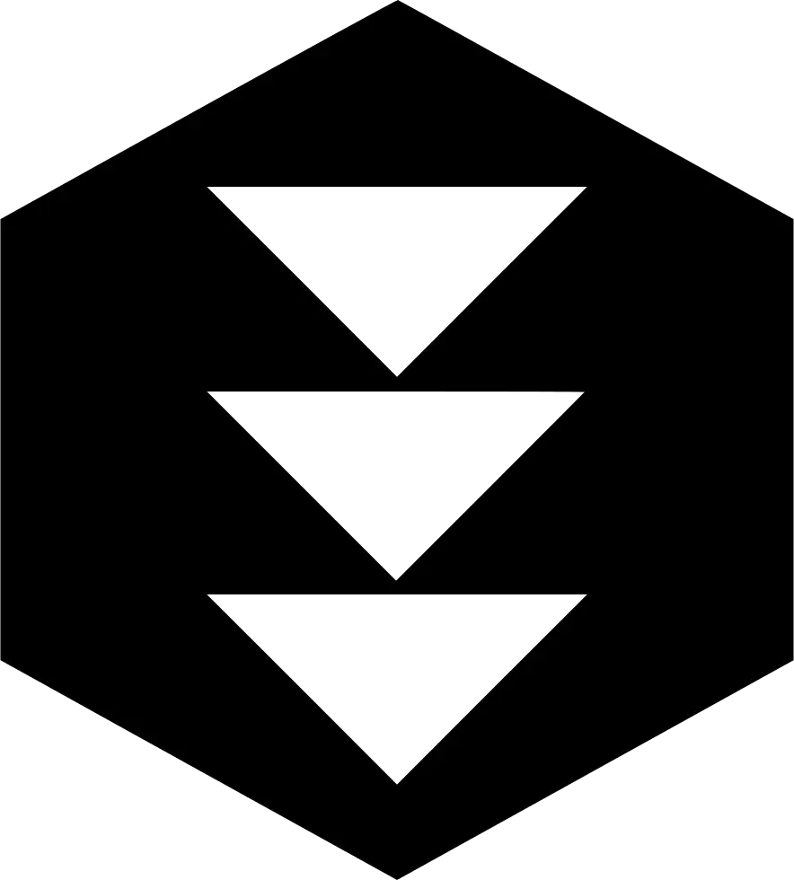 Minimalistic Downward Arrow Hexagon Icon