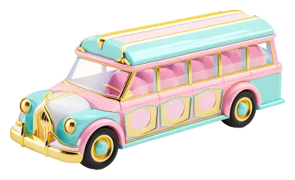 Pastel Vintage Bus Illustration