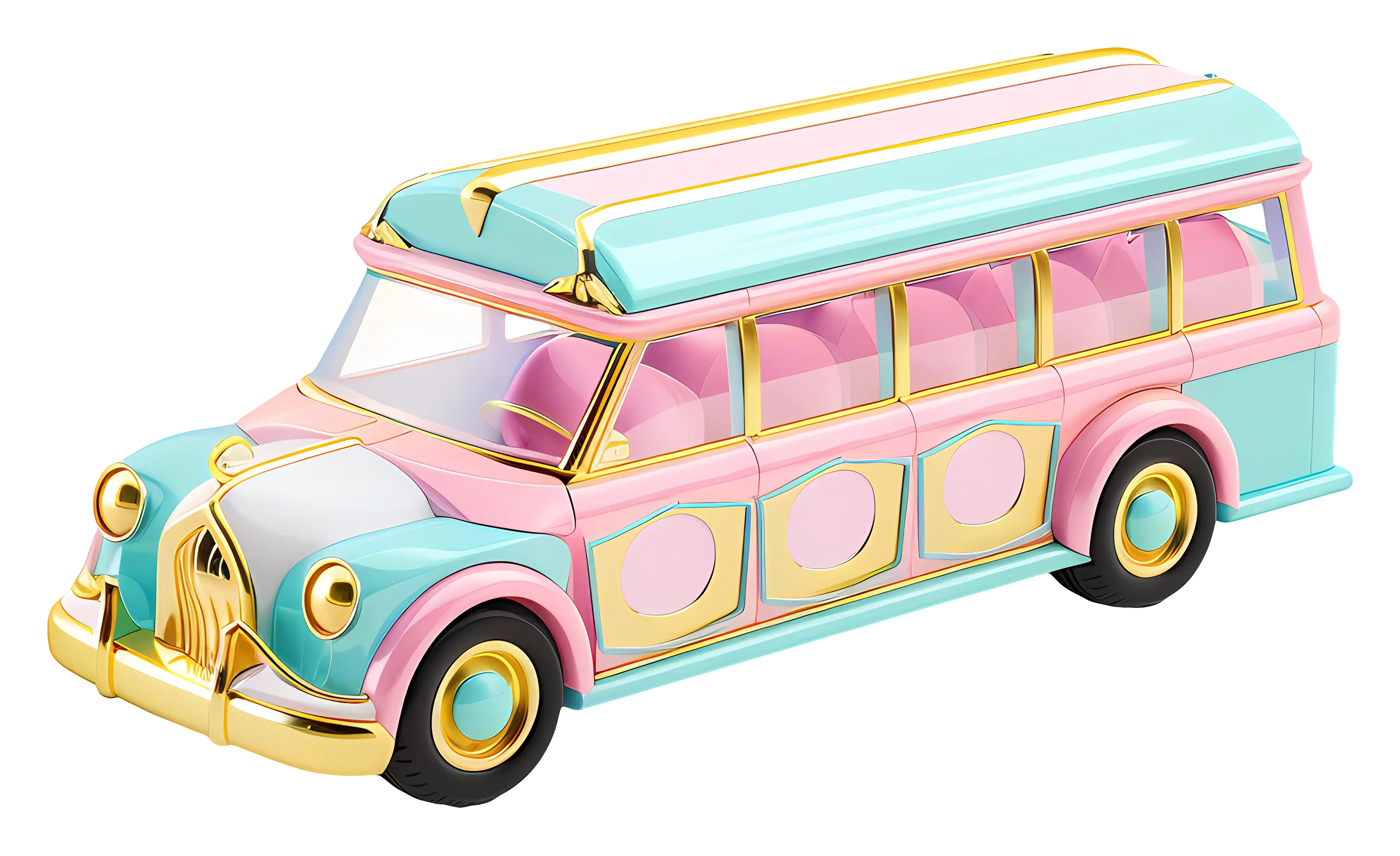 Pastel Vintage Bus Illustration