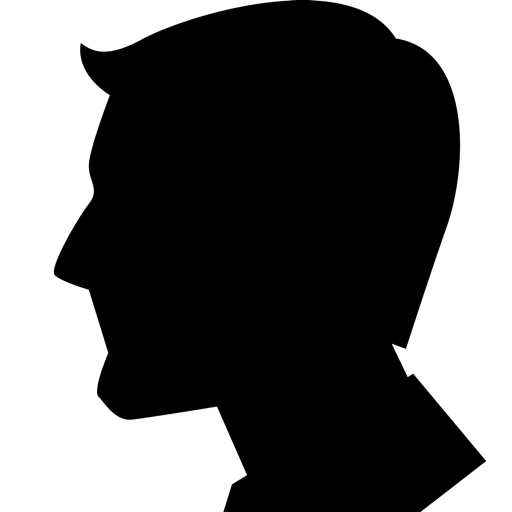 Male Profile Silhouette in Black