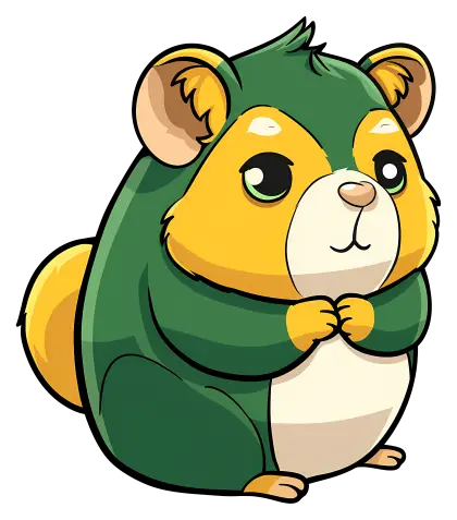 Green and Yellow Cartoon Hamster Illustration