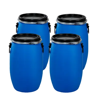 Set of Blue Plastic Barrels