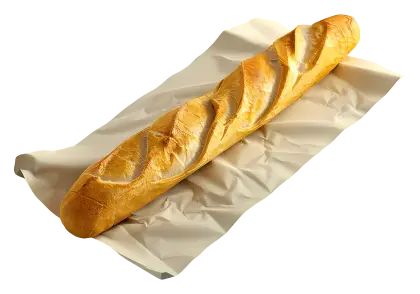 Freshly Baked Baguette on Paper