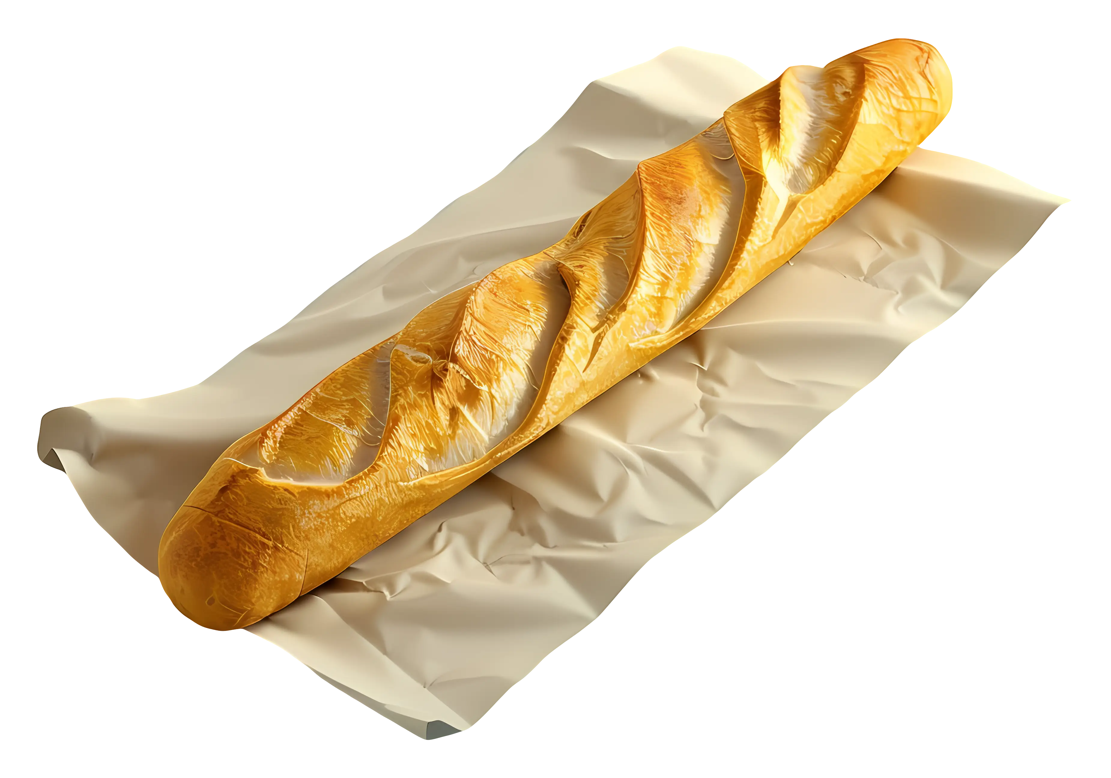 Freshly Baked Baguette on Paper