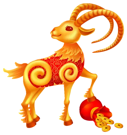 Golden Goat with Red Decorations for Chinese New Year