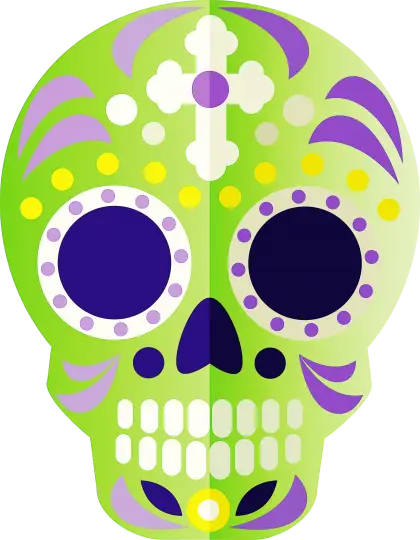 Green Sugar Skull for Day of the Dead