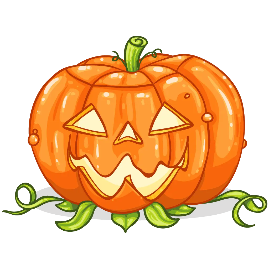 Carved Halloween Pumpkin with Spooky Face