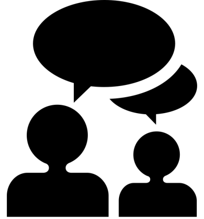 Two Figures with Speech Bubbles Icon