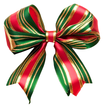 Festive Red and Green Striped Bow for Christmas