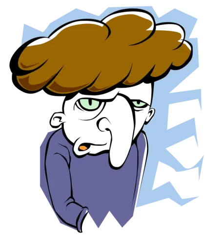 Cartoon Man with Brown Hair and Animated Expression