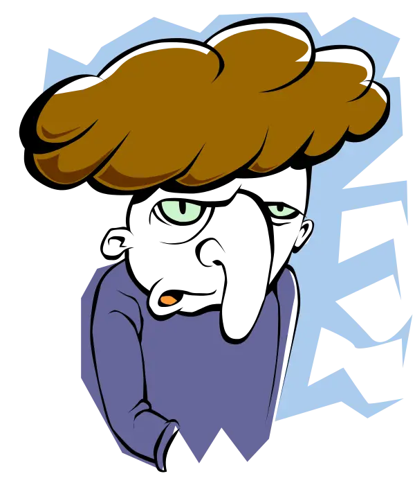 Cartoon Man with Brown Hair and Animated Expression