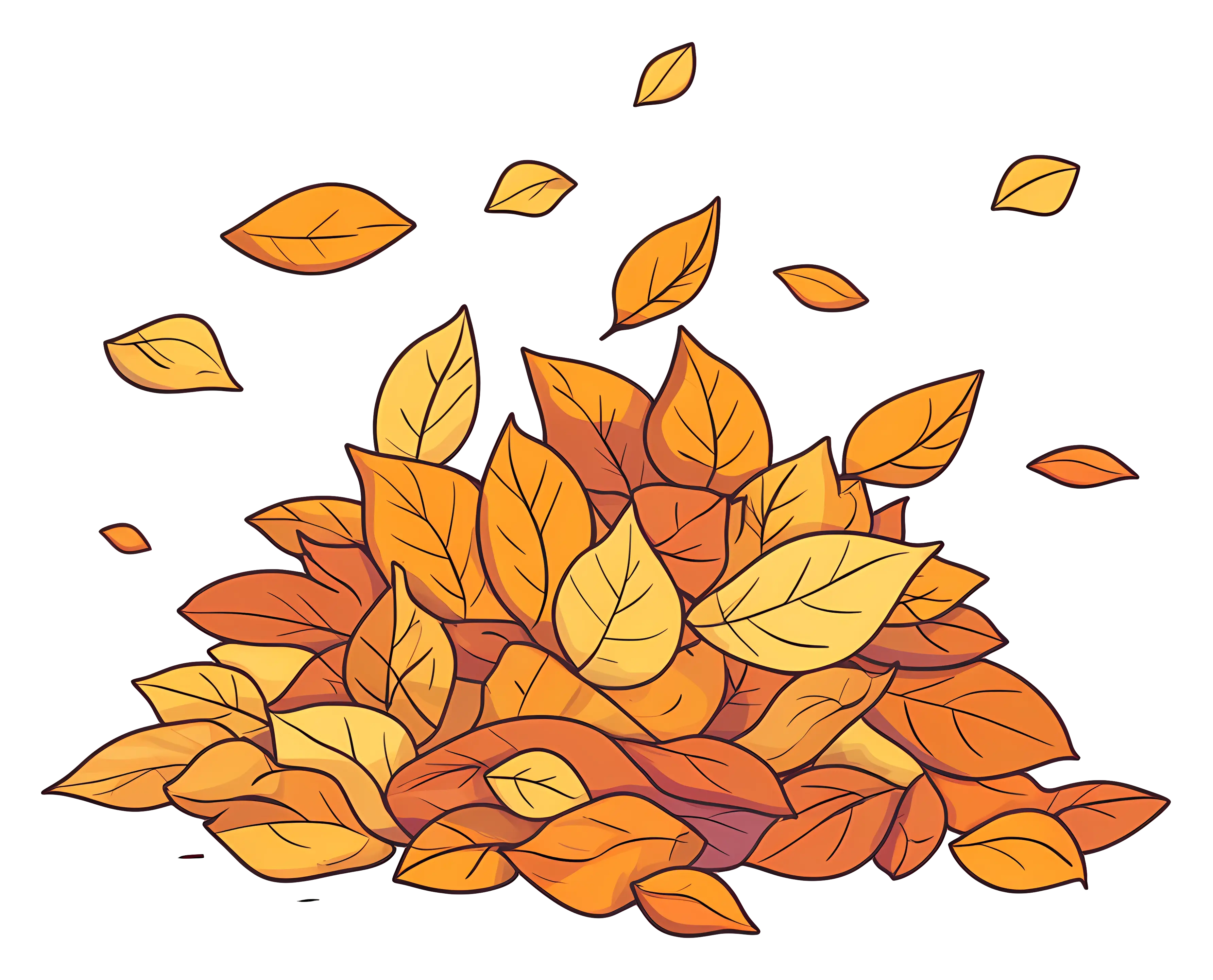 Pile of Autumn Leaves in Fall Colors