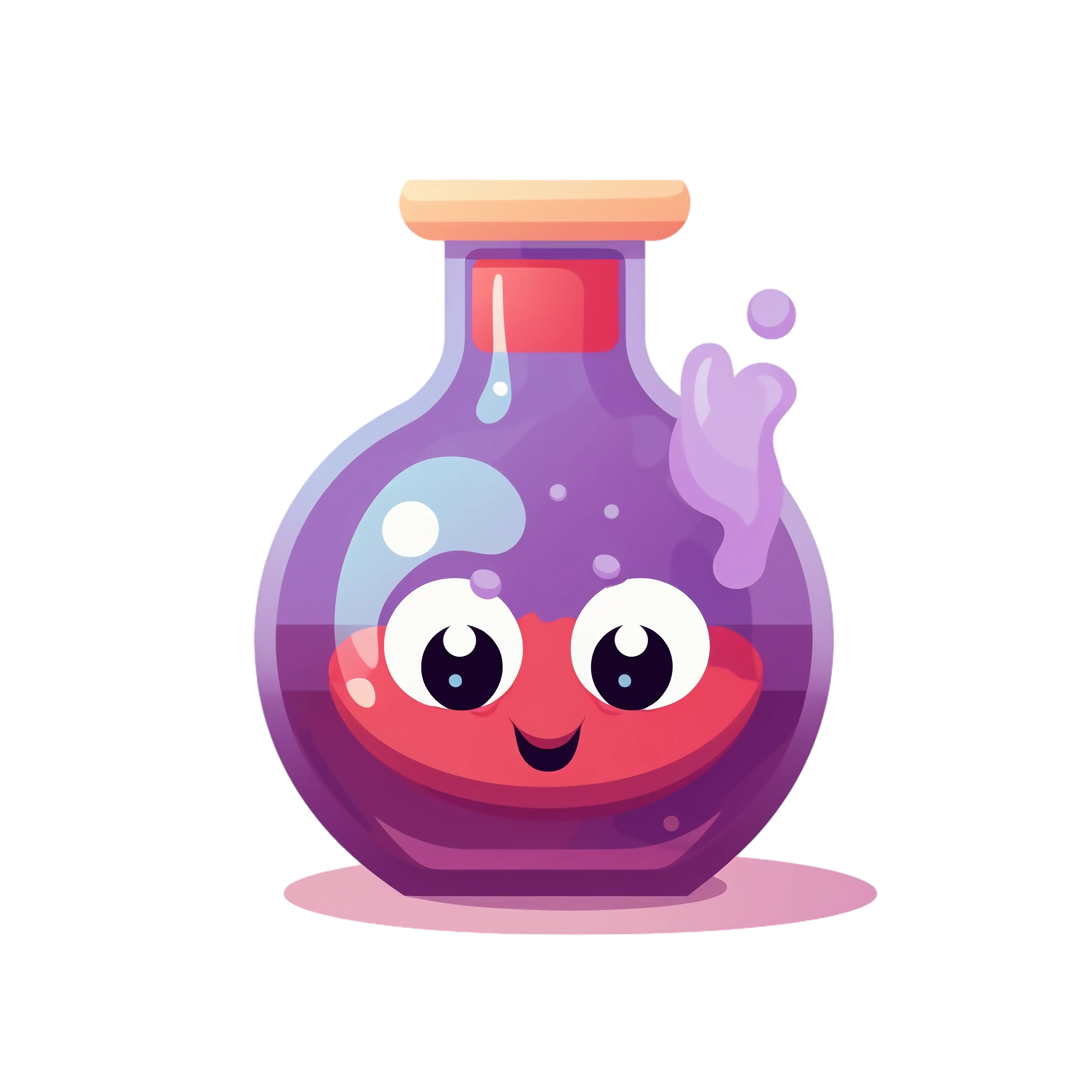 Smiling Purple Potion Bottle Illustration