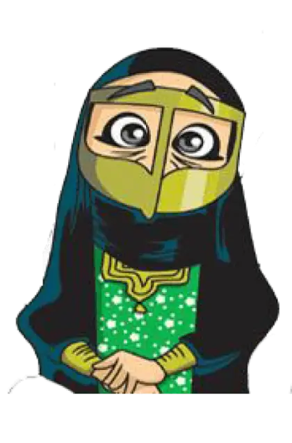 Cartoon Woman in Traditional Outfit