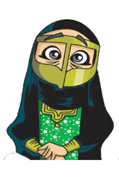 Cartoon Woman in Traditional Outfit