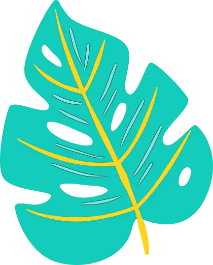Tropical Leaf Illustration with Yellow Veins