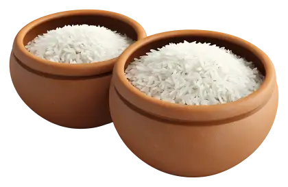 Clay Bowls Filled with White Rice