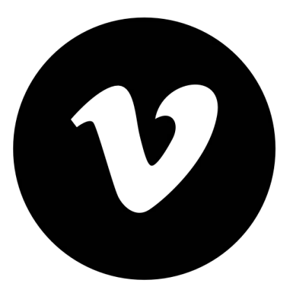 Black circular Vimeo logo design